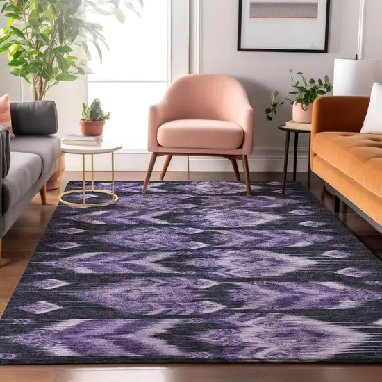 Purple And Gray Southwestern Washable Area Rug With UV Protection Photo 5