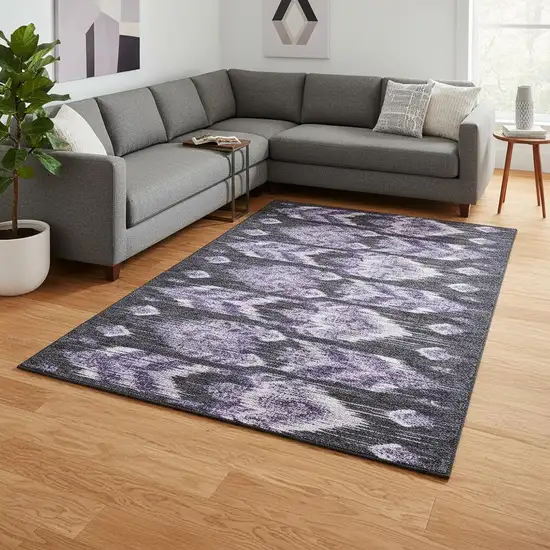 Purple And Gray Southwestern Washable Area Rug With UV Protection Photo 2