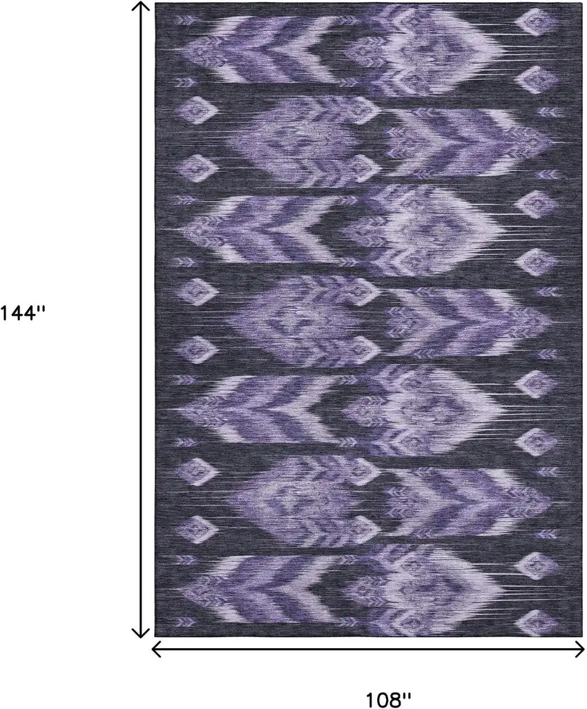Purple And Gray Southwestern Washable Area Rug With UV Protection Photo 3