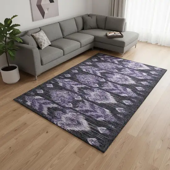 Purple And Gray Southwestern Washable Area Rug With UV Protection Photo 2
