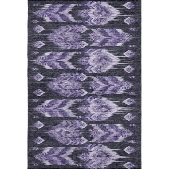 Purple And Gray Southwestern Washable Area Rug With UV Protection Photo 1