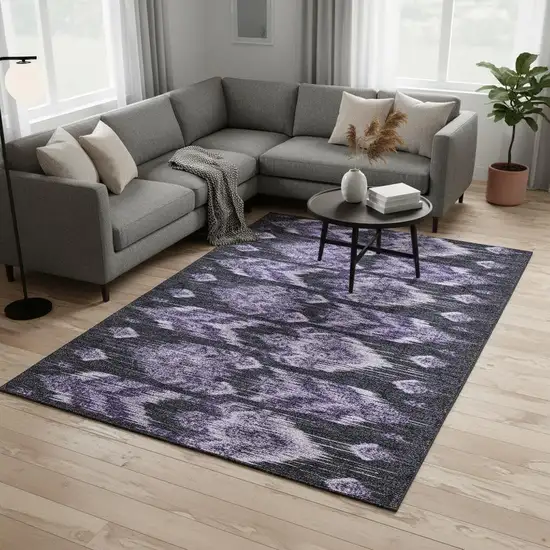 Purple And Gray Southwestern Washable Area Rug With UV Protection Photo 2
