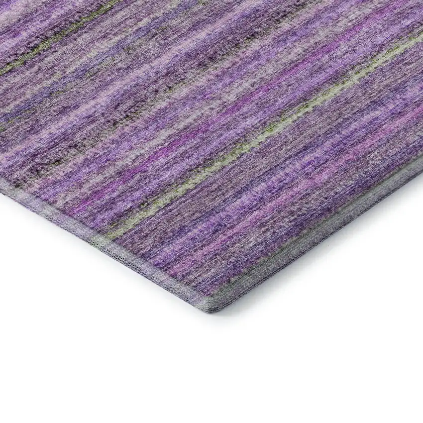 Purple And Gray Striped Washable Area Rug With UV Protection Photo 8