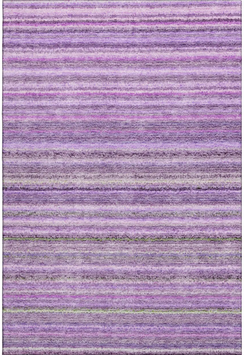 Purple And Gray Striped Washable Area Rug With UV Protection Photo 1