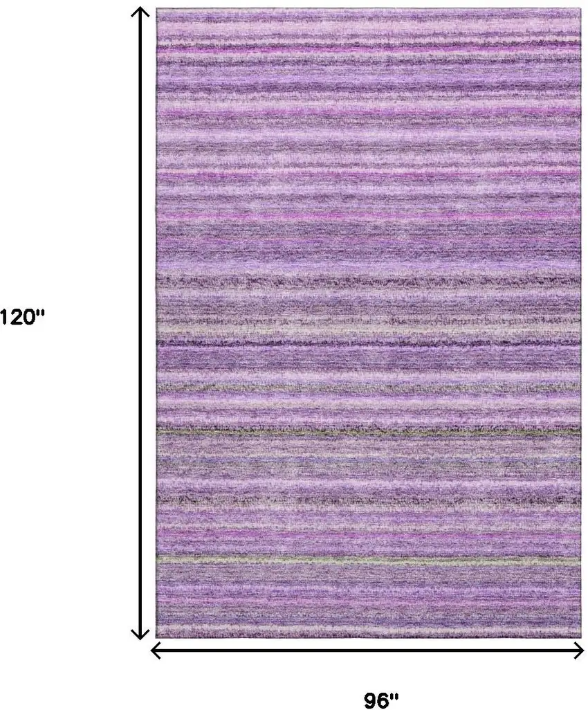 Purple And Gray Striped Washable Area Rug With UV Protection Photo 5