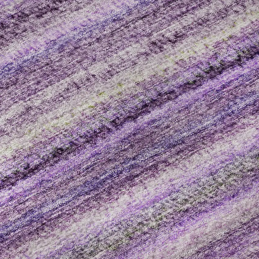 Purple And Gray Striped Washable Area Rug With UV Protection Photo 3