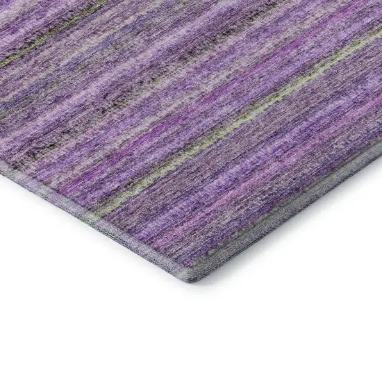 Purple And Gray Striped Washable Area Rug With UV Protection Photo 9