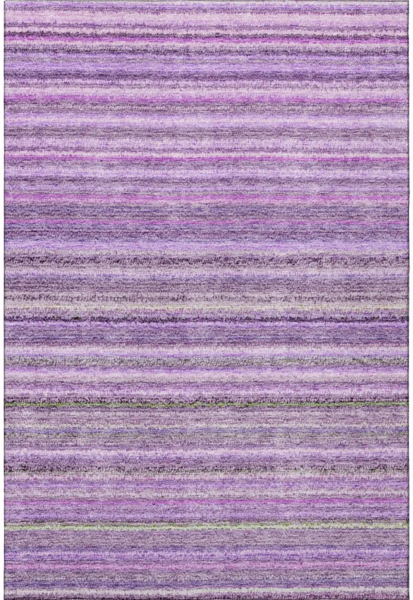 Purple And Gray Striped Washable Area Rug With UV Protection Photo 4