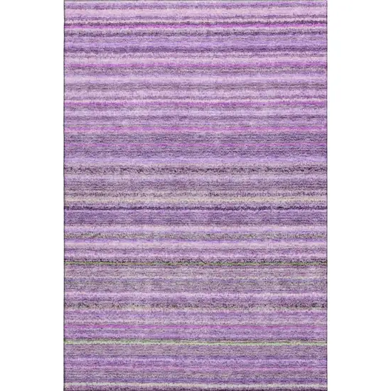 Purple And Gray Striped Washable Area Rug With UV Protection Photo 1