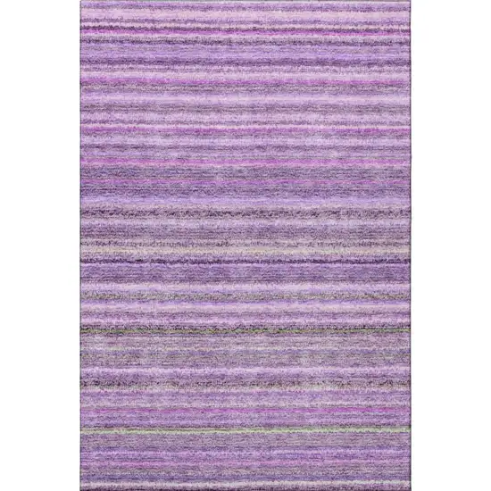 Purple And Gray Striped Washable Area Rug With UV Protection Photo 4