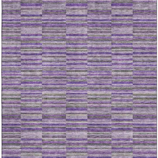 Purple And Gray Striped Washable Area Rug With UV Protection Photo 3