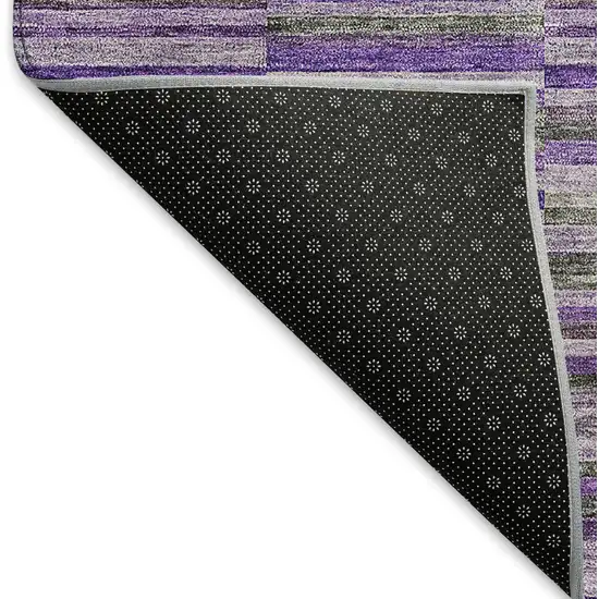 Purple And Gray Striped Washable Area Rug With UV Protection Photo 7