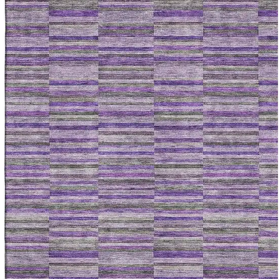 Purple And Gray Striped Washable Area Rug With UV Protection Photo 3