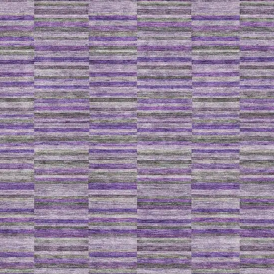 Purple And Gray Striped Washable Area Rug With UV Protection Photo 3