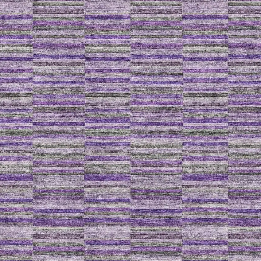 Purple And Gray Striped Washable Area Rug With UV Protection Photo 3
