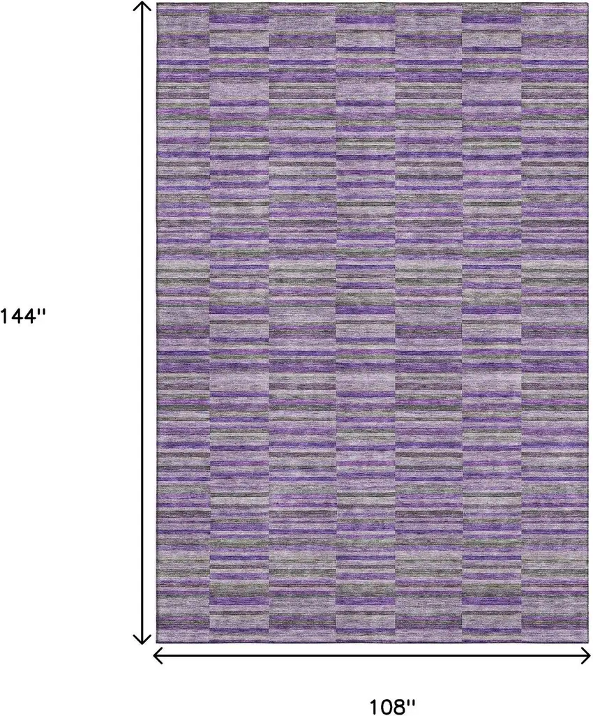 Purple And Gray Striped Washable Area Rug With UV Protection Photo 3