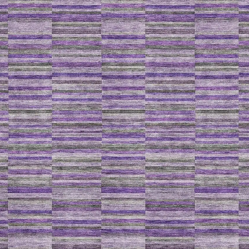 Purple And Gray Striped Washable Area Rug With UV Protection Photo 3