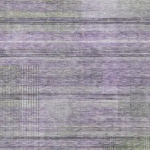 Photo of Purple And Gray Striped Washable Area Rug With UV Protection