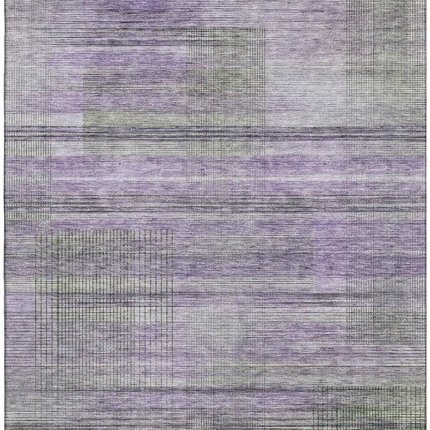 Purple And Gray Striped Washable Area Rug With UV Protection Photo 4