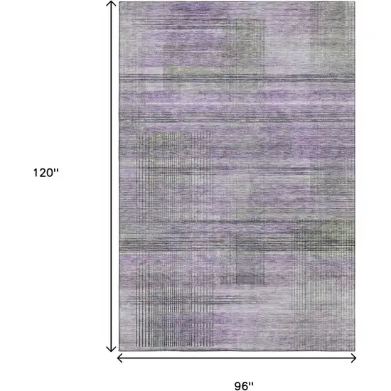 Purple And Gray Striped Washable Area Rug With UV Protection Photo 3