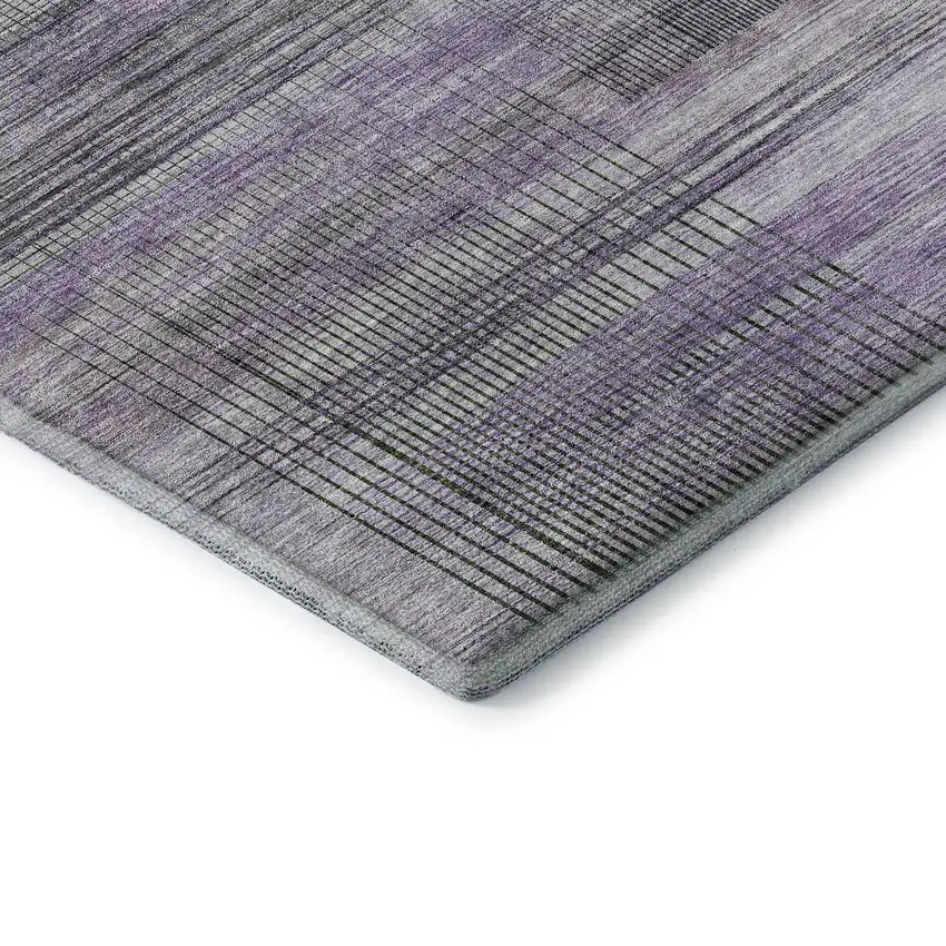 Purple And Gray Striped Washable Area Rug With UV Protection Photo 7