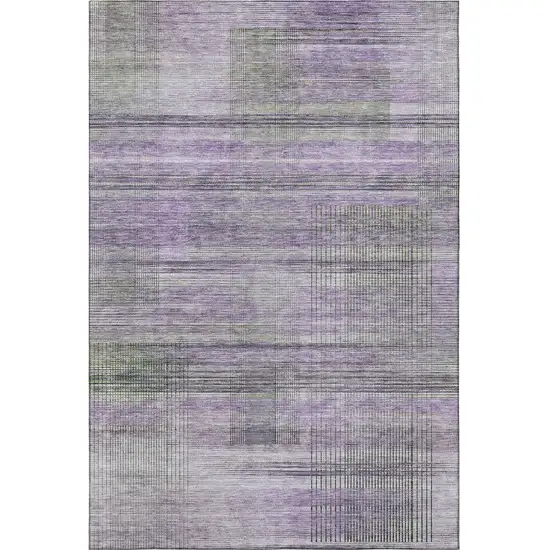 Purple And Gray Striped Washable Area Rug With UV Protection Photo 3