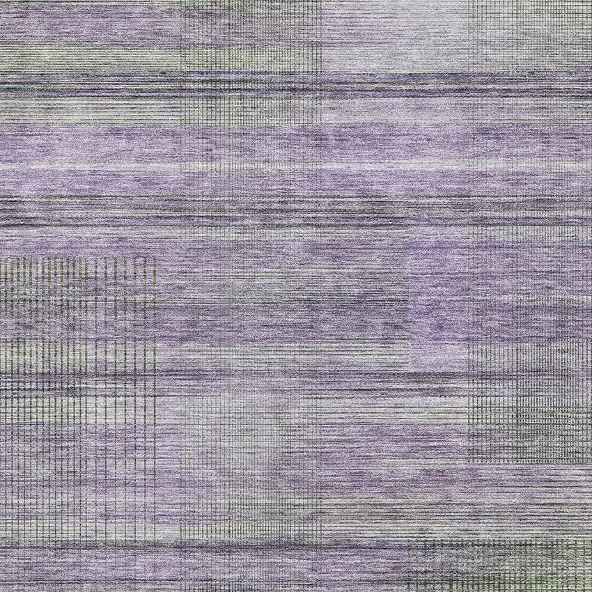 Purple And Gray Striped Washable Area Rug With UV Protection Photo 3