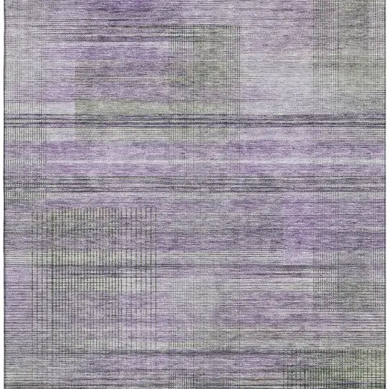 Purple And Gray Striped Washable Area Rug With UV Protection Photo 4