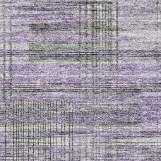 Purple And Gray Striped Washable Area Rug With UV Protection Photo 3