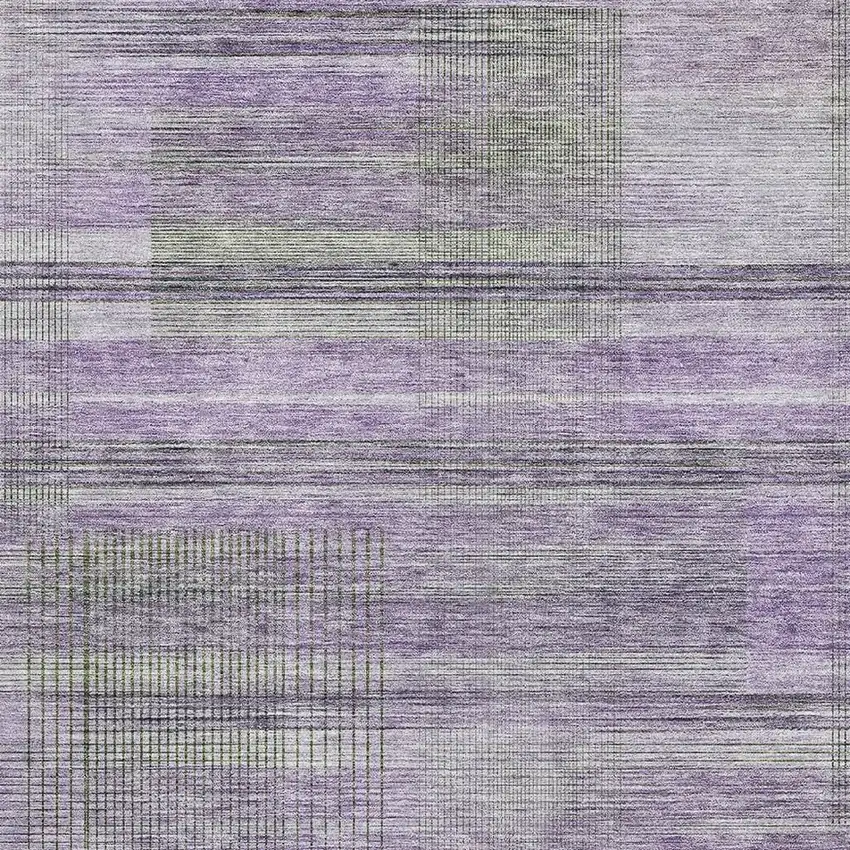 Purple And Gray Striped Washable Area Rug With UV Protection Photo 3