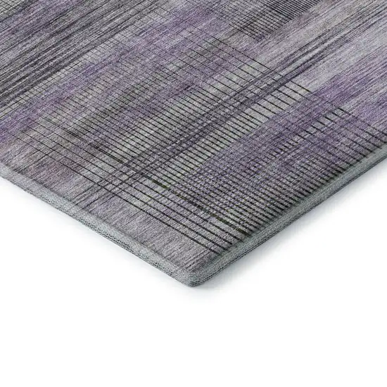 Purple And Gray Striped Washable Area Rug With UV Protection Photo 8