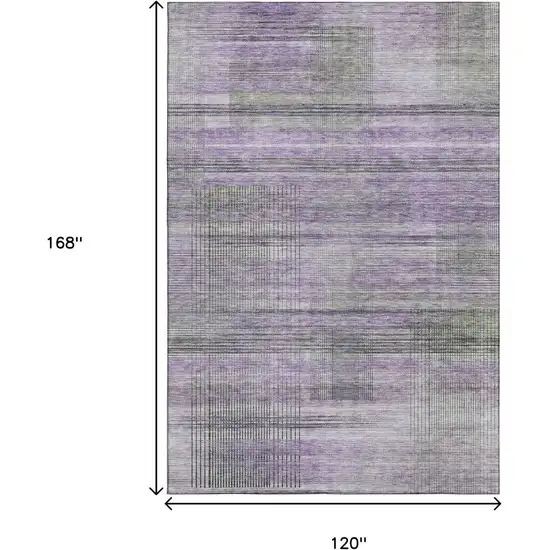 Purple And Gray Striped Washable Area Rug With UV Protection Photo 3
