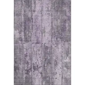 Photo of Purple And Gray Striped Washable Area Rug With UV Protection