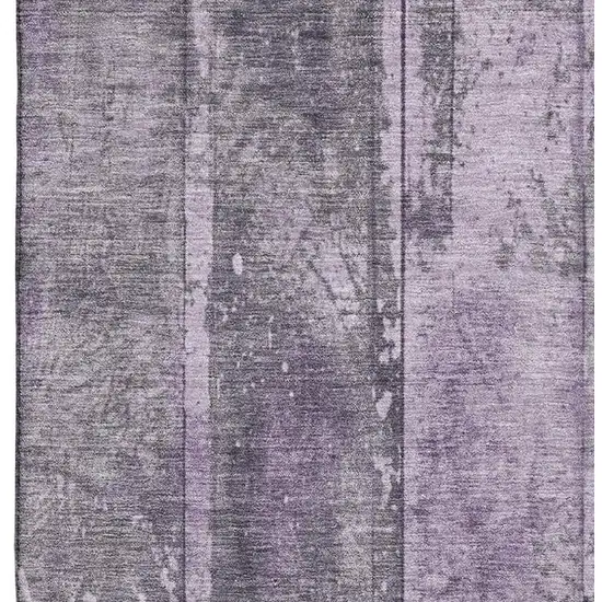 Purple And Gray Striped Washable Area Rug With UV Protection Photo 2