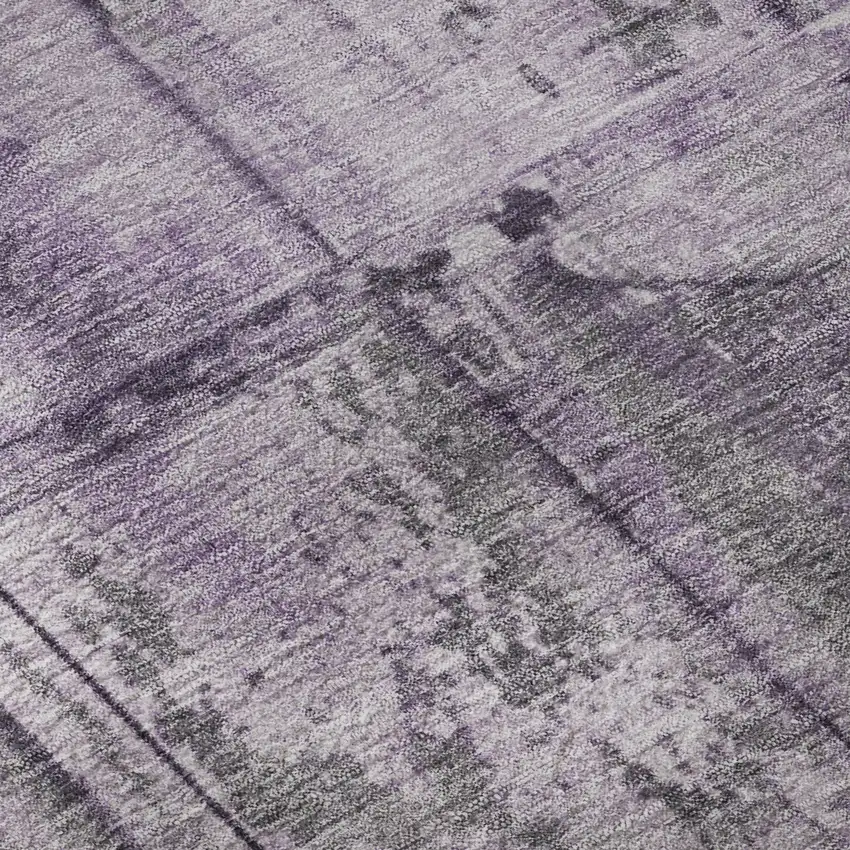 Purple And Gray Striped Washable Area Rug With UV Protection Photo 9