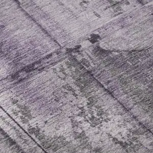 Photo of Purple And Gray Striped Washable Area Rug With UV Protection