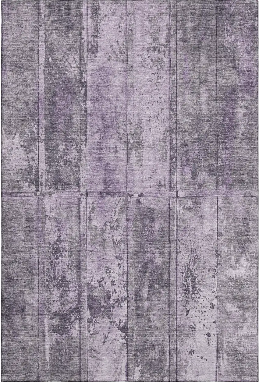 Purple And Gray Striped Washable Area Rug With UV Protection Photo 1