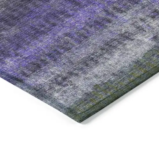 Purple And Gray Striped Washable Indoor Outdoor Area Rug Photo 5