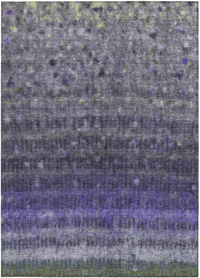 Purple And Gray Striped Washable Indoor Outdoor Area Rug Photo 4