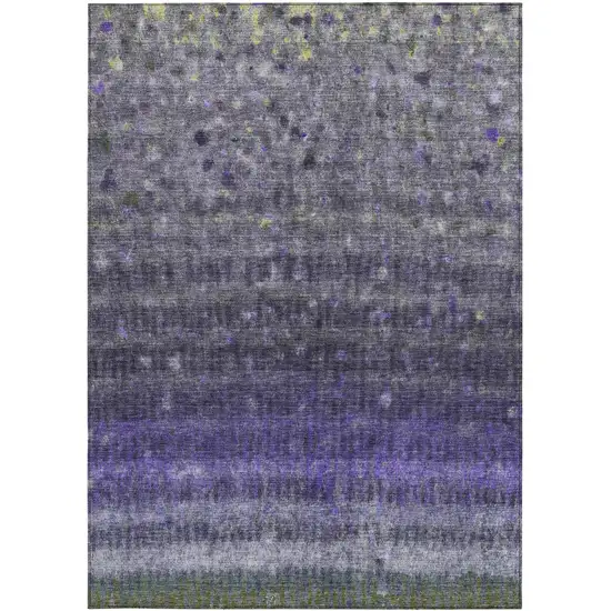 Purple And Gray Striped Washable Indoor Outdoor Area Rug Photo 2