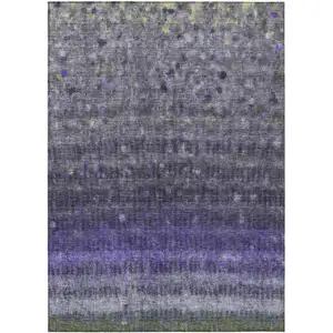 Photo of Purple And Gray Striped Washable Indoor Outdoor Area Rug