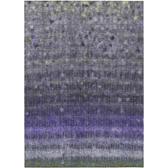 Purple And Gray Striped Washable Indoor Outdoor Area Rug Photo 1