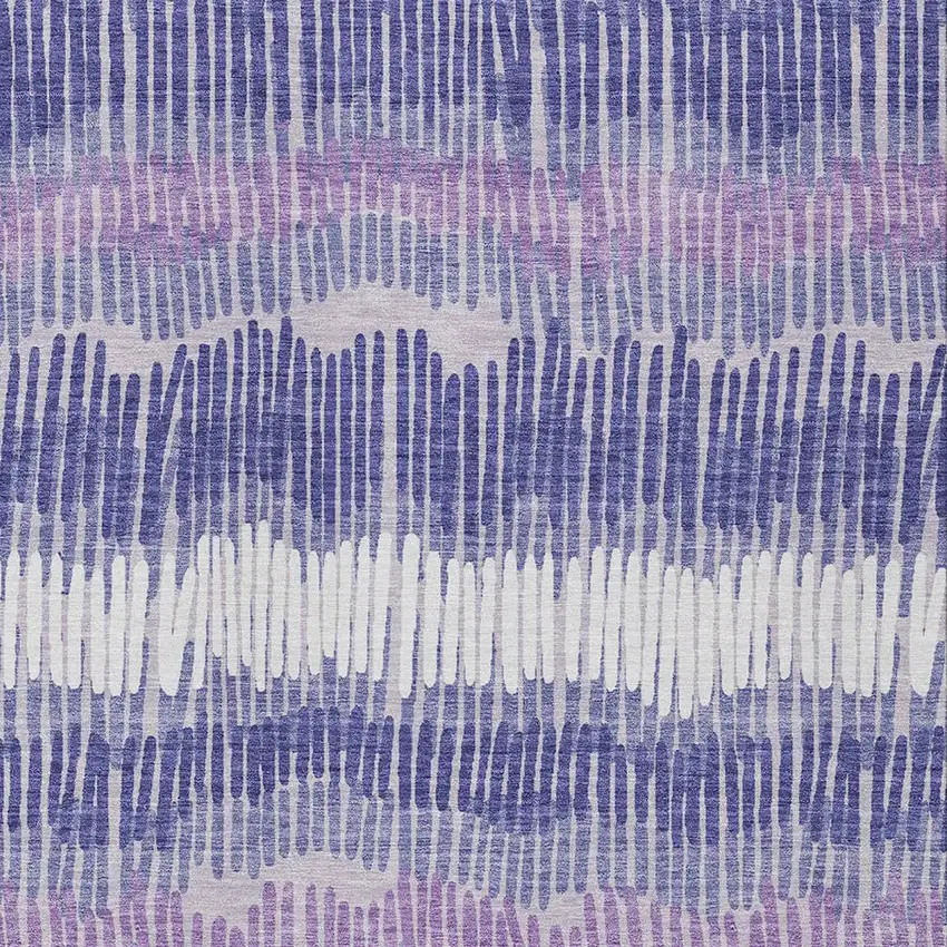 Purple And Gray Striped Washable Indoor Outdoor Area Rug Photo 6