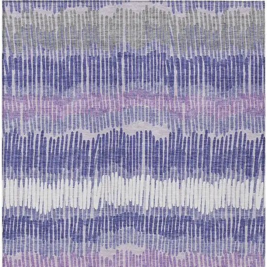 Purple And Gray Striped Washable Indoor Outdoor Area Rug Photo 6