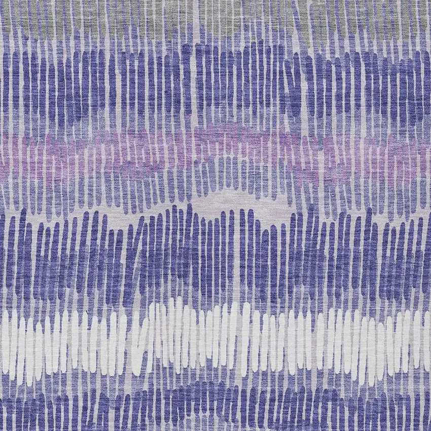 Purple And Gray Striped Washable Indoor Outdoor Area Rug Photo 6