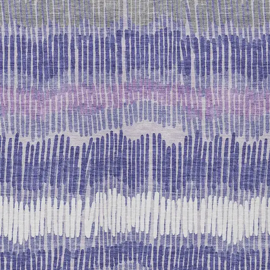 Purple And Gray Striped Washable Indoor Outdoor Area Rug Photo 6