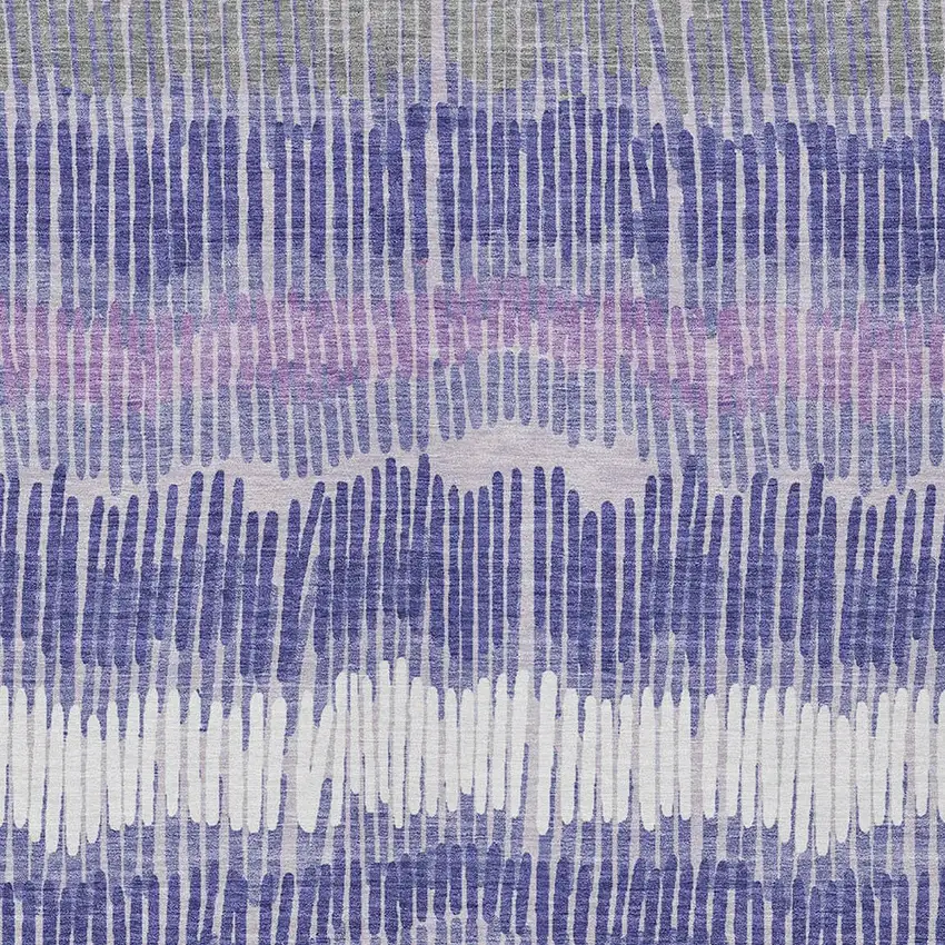 Purple And Gray Striped Washable Indoor Outdoor Area Rug Photo 6