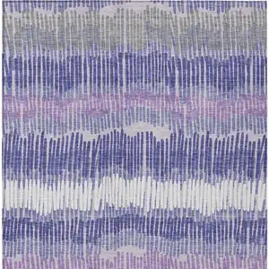 Photo of Purple And Gray Striped Washable Indoor Outdoor Area Rug