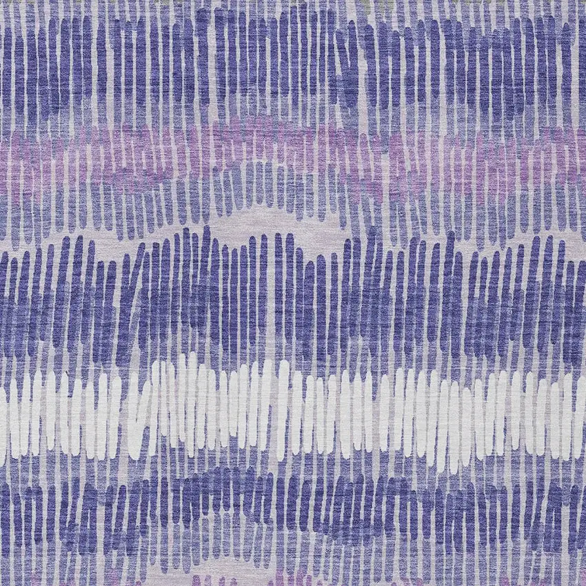 Purple And Gray Striped Washable Indoor Outdoor Area Rug Photo 6
