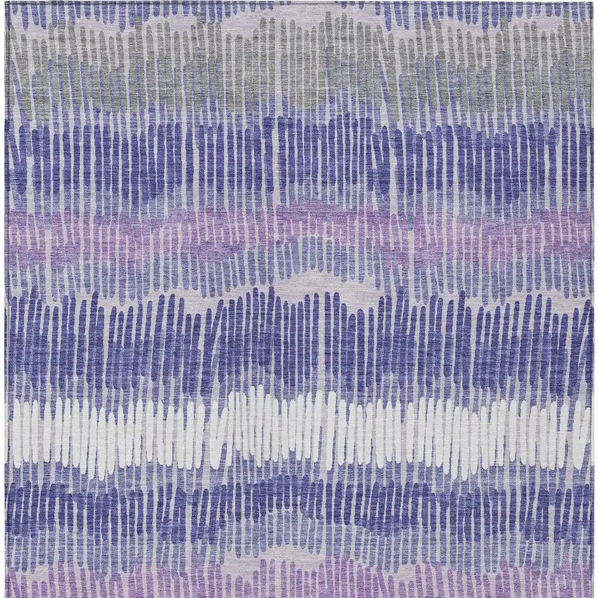Purple And Gray Striped Washable Indoor Outdoor Area Rug Photo 7